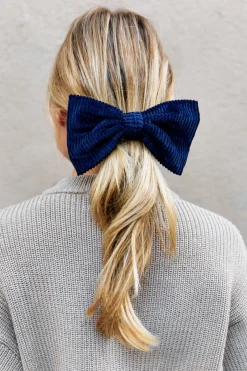 Flash Sale Maison Guillemette BARRETTE NOEUD VELOURS MARINE