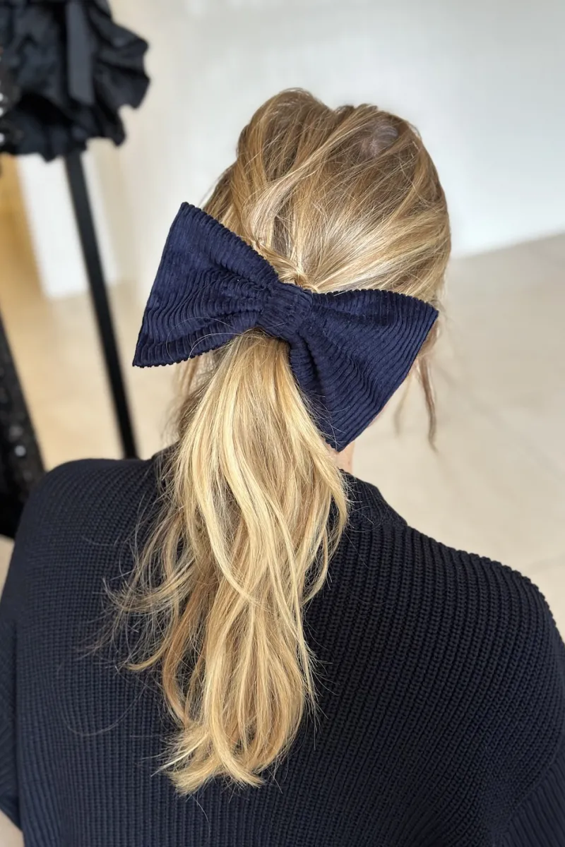 Flash Sale Maison Guillemette BARRETTE NOEUD VELOURS MARINE