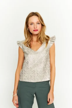 Cheap Maison Guillemette BLOUSE AMOR TWEED OR - LES EMBLEMATIQUES