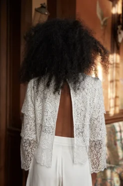 Shop Maison Guillemette BLOUSE COMME UNE VESTE LISERON - COLLECTION BLANCHE