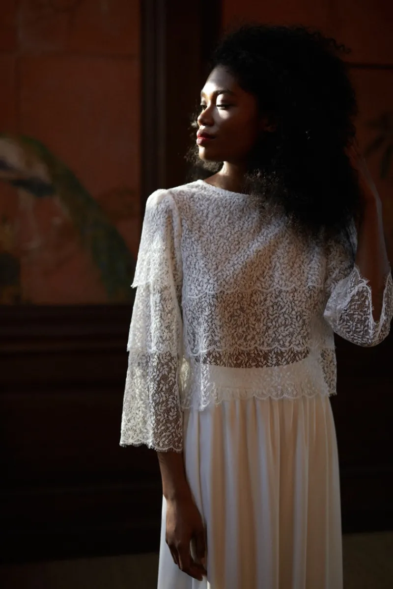 Shop Maison Guillemette BLOUSE COMME UNE VESTE LISERON - COLLECTION BLANCHE