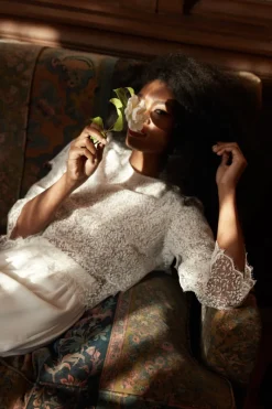 Shop Maison Guillemette BLOUSE COMME UNE VESTE LISERON - COLLECTION BLANCHE