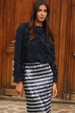 Fashion Maison Guillemette BLOUSE GREGORIA MARINE - existe dans deux longueurs