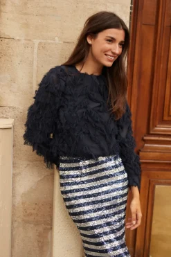 Fashion Maison Guillemette BLOUSE GREGORIA MARINE - existe dans deux longueurs