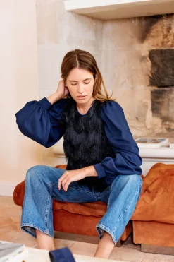 Shop Maison Guillemette BLOUSE PACOME MARINE