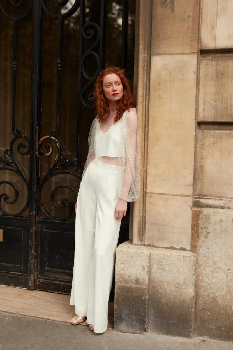 Flash Sale Maison Guillemette BLOUSE PLUIE DE PAILLETTES - COLLECTION BLANCHE