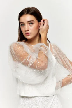 Flash Sale Maison Guillemette BLOUSE PLUIE DE PAILLETTES - COLLECTION BLANCHE