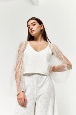 Flash Sale Maison Guillemette BLOUSE PLUIE DE PAILLETTES - COLLECTION BLANCHE