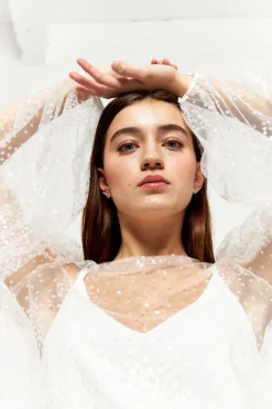 Flash Sale Maison Guillemette BLOUSE PLUIE DE PAILLETTES - COLLECTION BLANCHE