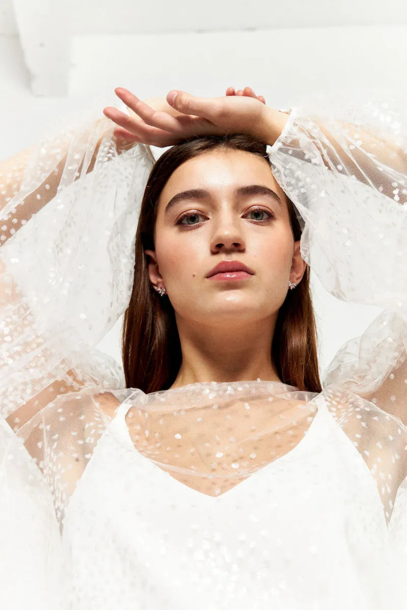 Flash Sale Maison Guillemette BLOUSE PLUIE DE PAILLETTES - COLLECTION BLANCHE