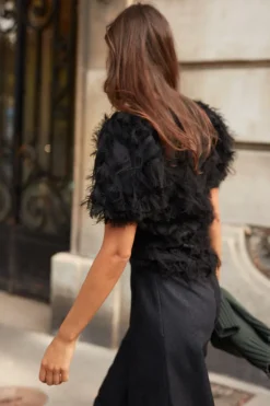 Cheap Maison Guillemette BLOUSE PLUMES NOIRE - LES EMBLEMATIQUES