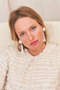 New Maison Guillemette BOUCLES D'OREILLES WALLIS IVOIRE A CLIPS