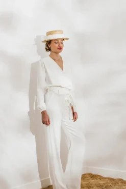 Clearance Maison Guillemette CANOTIER TULLE PLUMETIS - COLLECTION BLANCHE