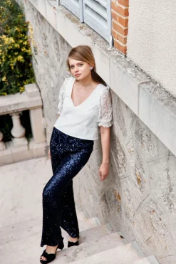 Outlet Maison Guillemette PANTALON SWING MARINE - LES EMBLEMATIQUES