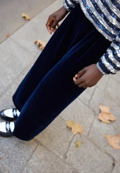 Best Sale Maison Guillemette PANTALON VERA VELOURS MARINE