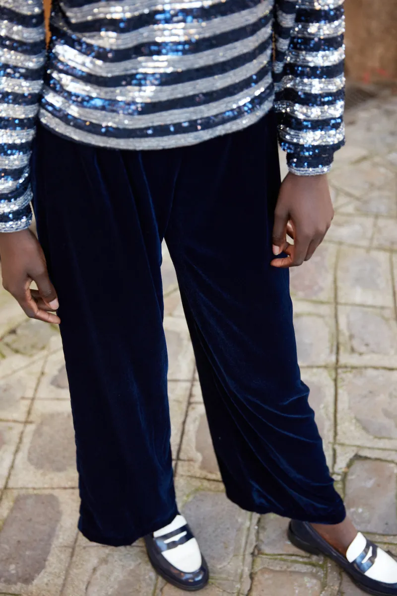 Best Sale Maison Guillemette PANTALON VERA VELOURS MARINE