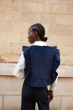 Best Sale Maison Guillemette PLASTRON VELOURS MARINE