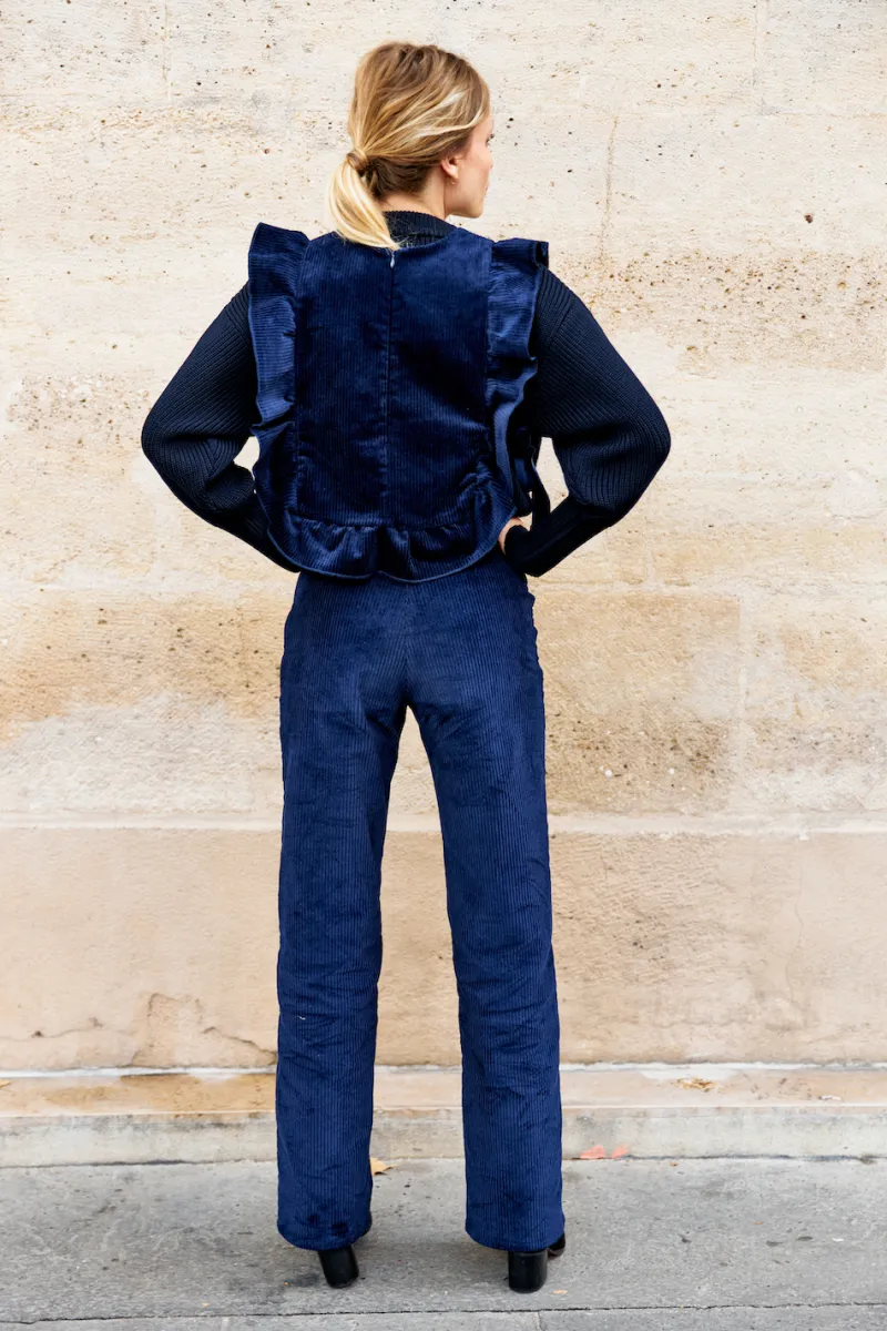 Best Sale Maison Guillemette PLASTRON VELOURS MARINE