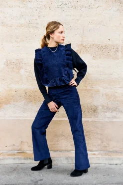 Best Sale Maison Guillemette PLASTRON VELOURS MARINE