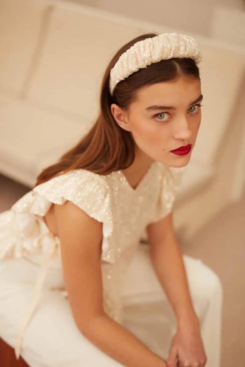 Discount Maison Guillemette SERRE TETE SWING IVOIRE - COLLECTION BLANCHE